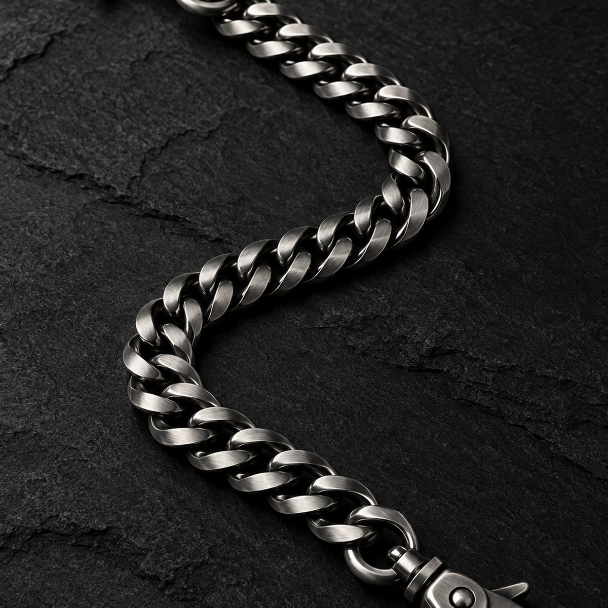 Brushed stainless steel biker wallet chain with lobster clasps