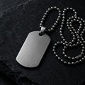 Brushed stainless steel dog tag pendant on ball chain