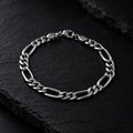 Polished stainless steel Figaro chain bracelet