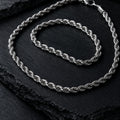 Polished stainless steel rope chain necklace